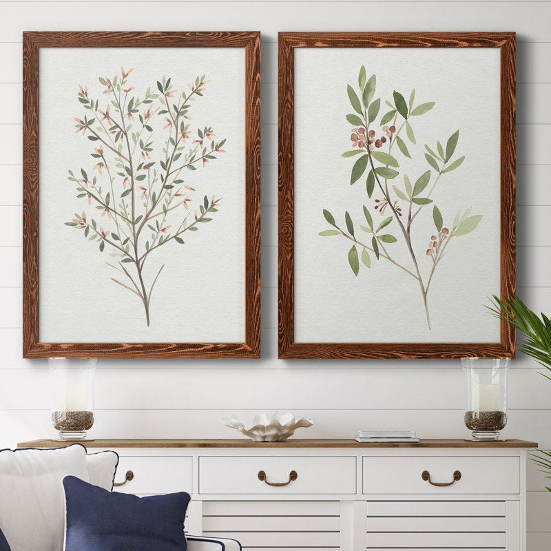 Toile simple encadrée Premium Sprig III - prête à être accrochée, H 43,5 po x l 31,5 po x P 1 po, Toile encadrée érable