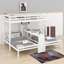 Lit superposé en bois avec bureau et tablettes de rangement, lit superposé triple 3 en 1 avec lampe de lecture à DEL-935423403