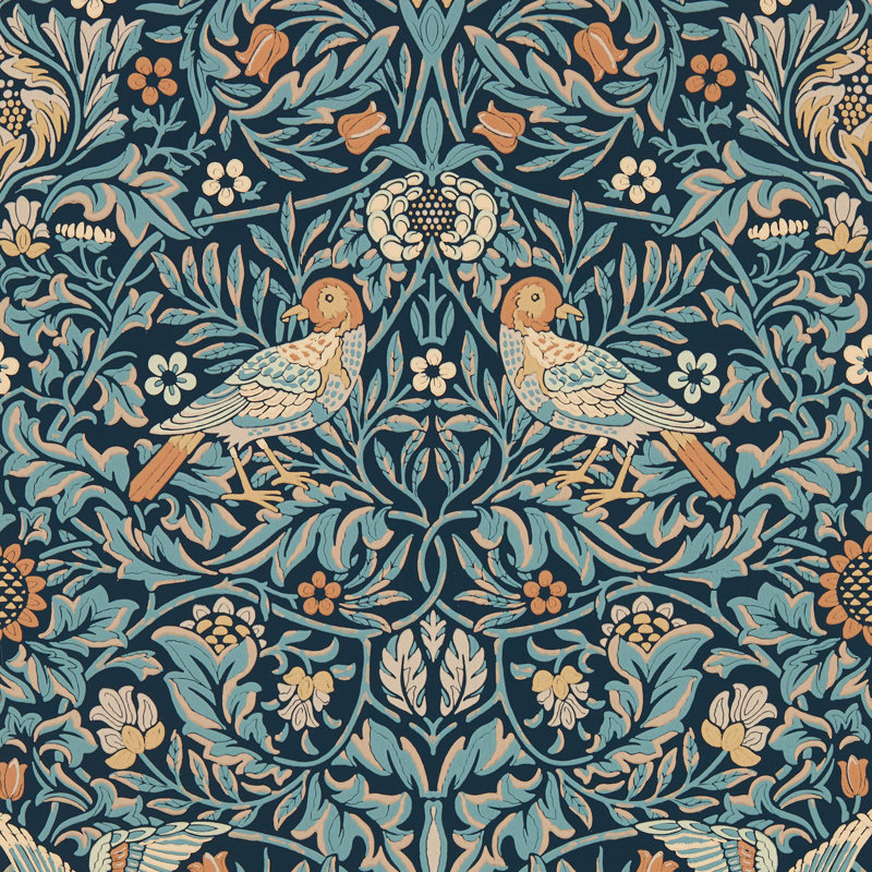 Bird 10.05m x 52cm Matte Wallpaper Roll, Blue