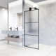 Divide 34" W x 74" H Fixed Framed Shower Screen with 3/8" Striped Glass