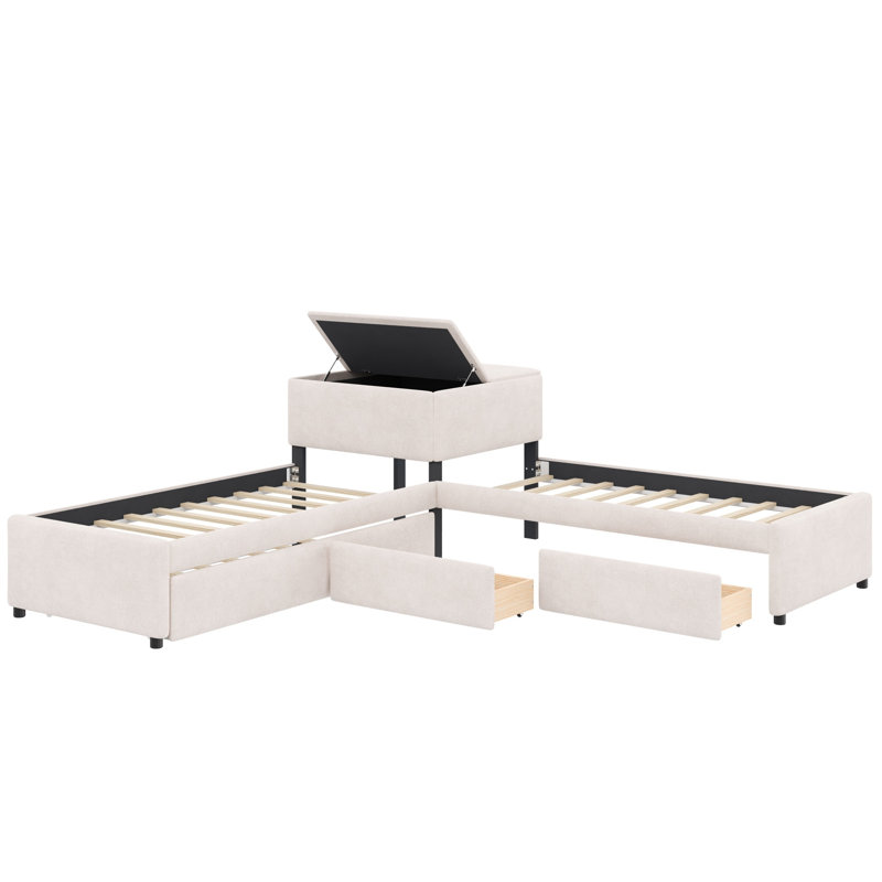 Économiseur d'espace 3 en 1 lits, bois MDF simple tapissier, maison familiale moderne