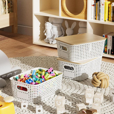 Boîte de rangement en plastique pour poire avec couvercle en bambou