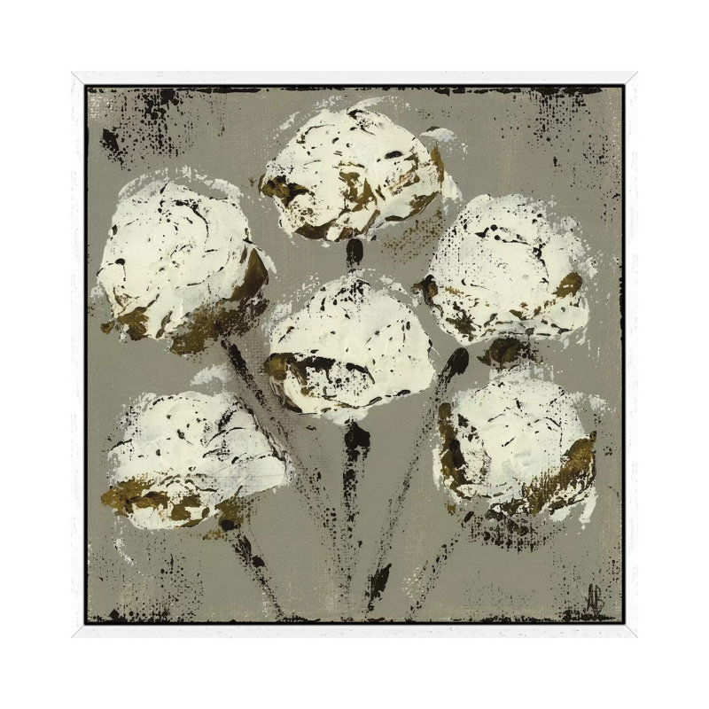 Grey Cotton Stems by Ashley Bradley - Gallery-Wrapped Canvas Giclée on Canvas, White Framed, 93.98 cm H x 93.98 cm W