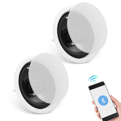 2 PCs 6.5'' Bluetooth in Ceiling Speakers, 150W, Flush Mount Ceiling & in-Wall Speaker System with 8OImpedance 89dB Sensitivity, for Home Kitchen Living Room Bedroom or Covered Outdoor Porches