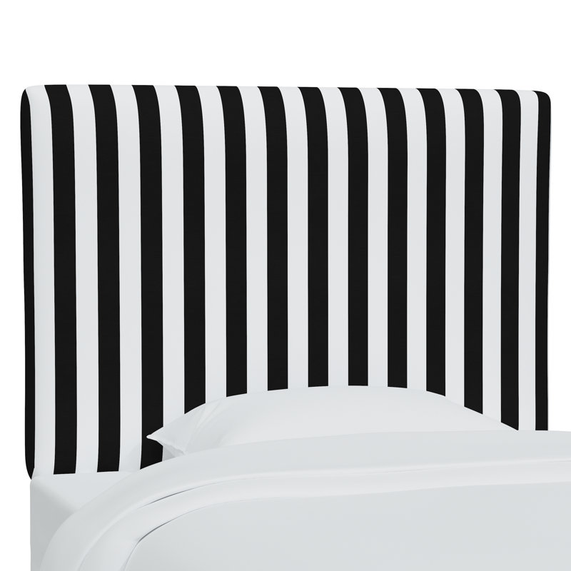 Upholstered Cotton Panel Headboard, Queen, Canopy Stripe Black White