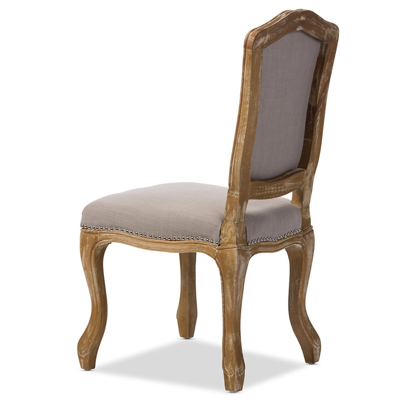 Elegant Beige Linen and Weathered Oak Parsons Side Chair