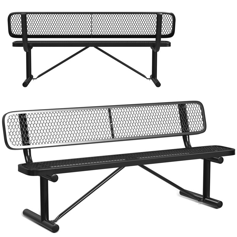 Banc de parc d'extérieur standard avec dossier Leisure Craft, Noir, noir, noir, noir, L 72 po x P 12 po