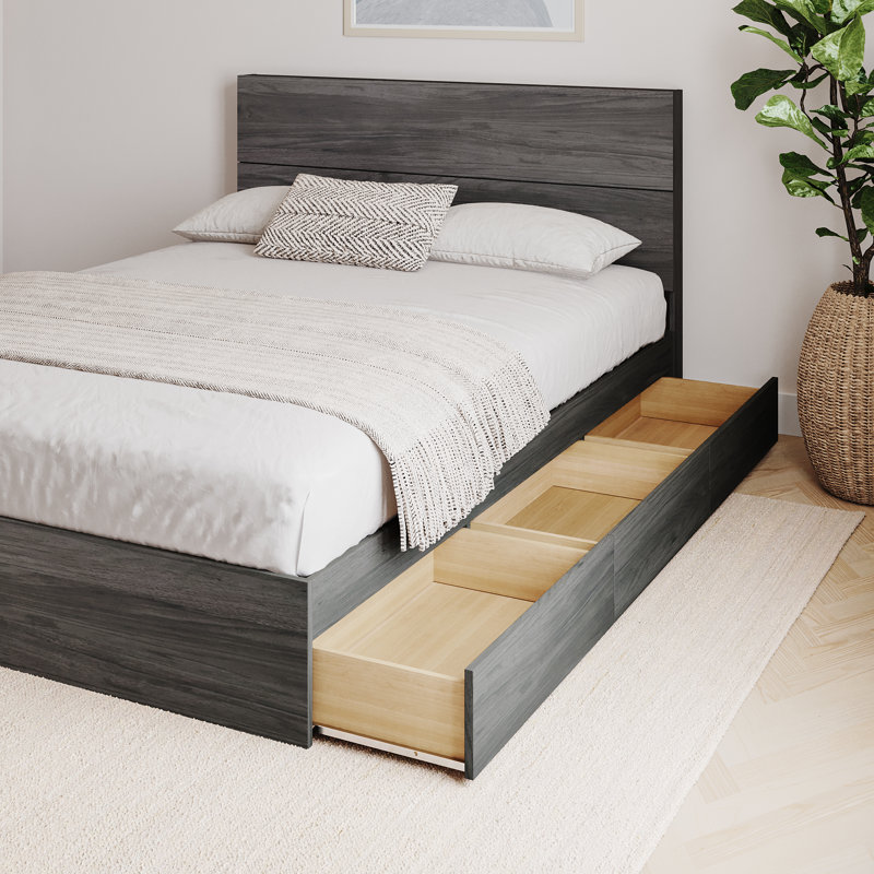 Lit plateforme simple avec rangement Bridwell