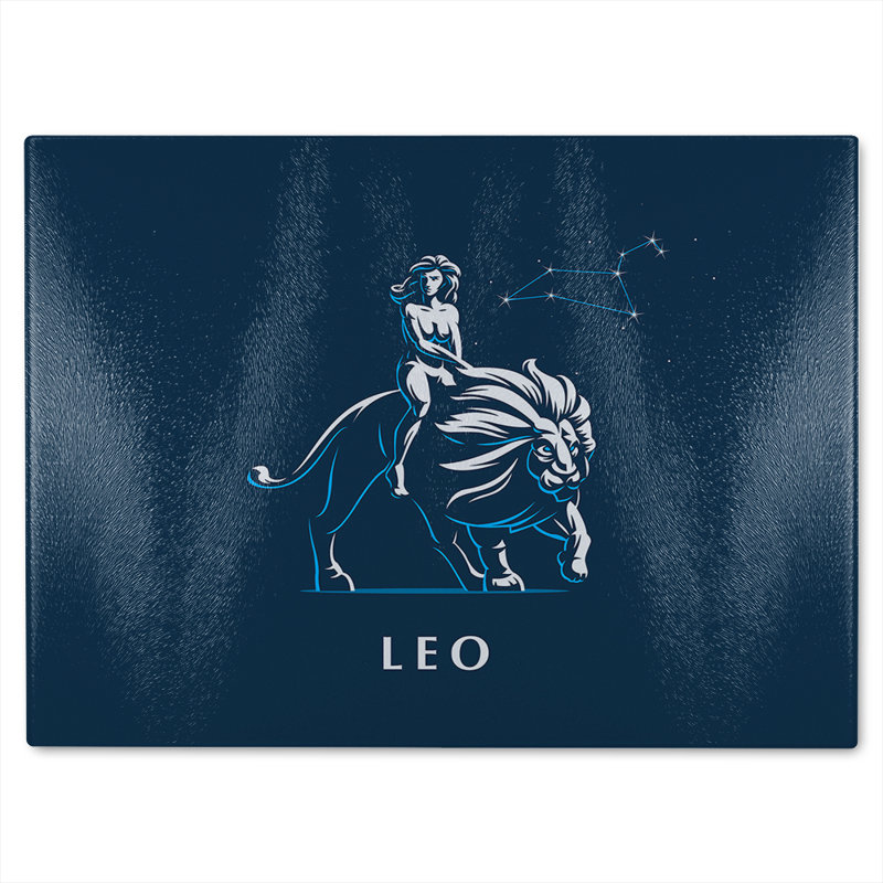 Zodiac Leo Dining Glass Chopping Board, 40cm L x 28cm W