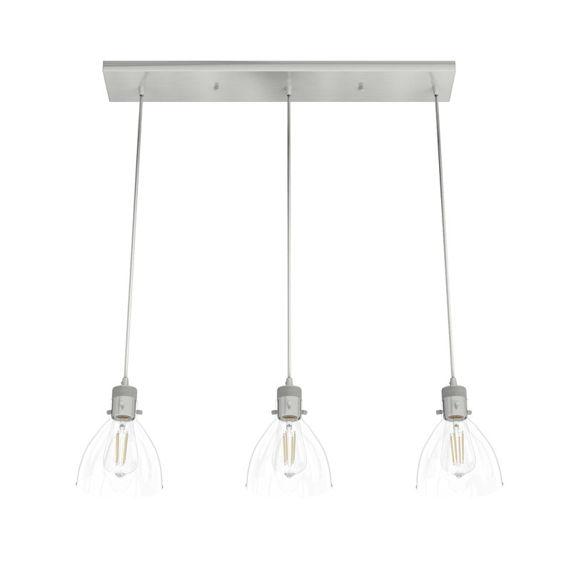 Van Nuys 3 Light Linear Cluster Pendant, Brushed Nickel