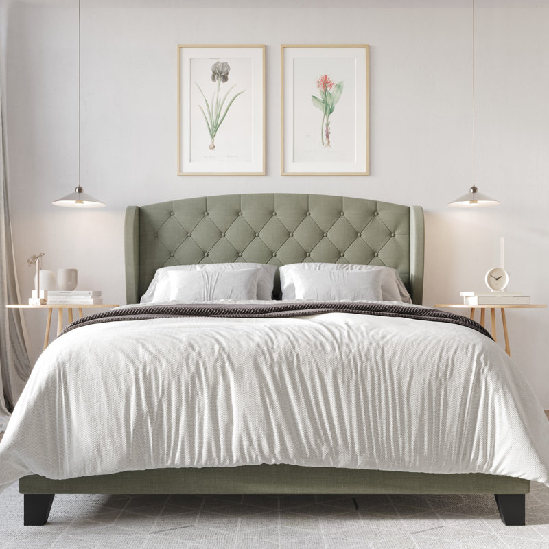 Arieya Upholstered Bed, King, Leisure Grey