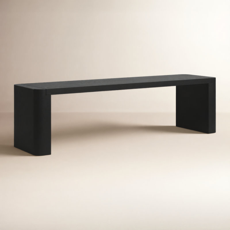 Banc en bois massif Channing 62 "-82", Noir, noir, noir, noir, H 17 po x l 62 po x P 16 po