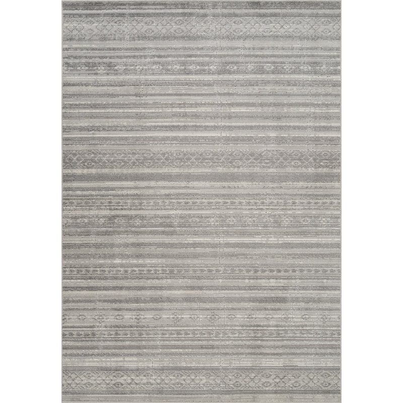 Washable Living Room Motif Traditional Area Rug – Soft Polypropylene Weaving, Low Pile, Non Slip Cotton Backing for Elegant Indoor Spaces, Grey