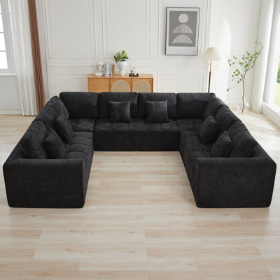 137.9’’ Oversized U-Shape Sectional Sofa, Modular Compressed Cloud Couch with Memory Foam, No Assembly Needed