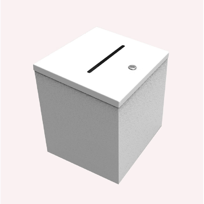 Boîte, collecte de fonds en métal, Blanc