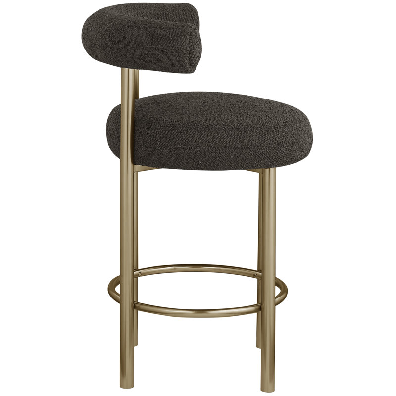 Tabouret de comptoir 26,5 po Bordeaux, Tissu brun bouclé