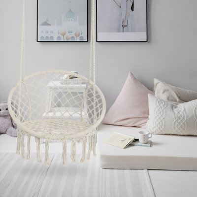 Balancelle en hamac avec hamac suspendu en corde de coton de 330 lb pour l'intérieur et l'extérieur