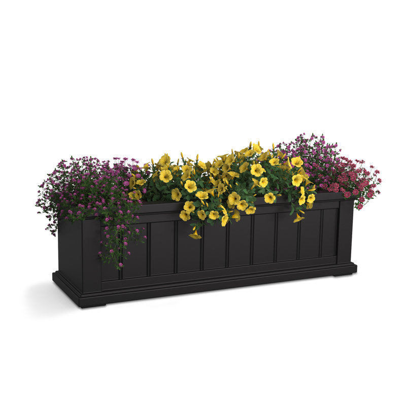 Selevae Resin Window Box Planter with Water Reservoir, 11" H x 36" W x 11" D, Black