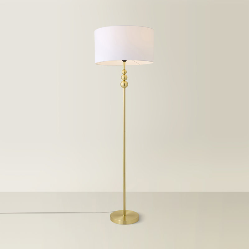Randalia 145cm Traditional Floor Lamp, Brushed Gold, White
