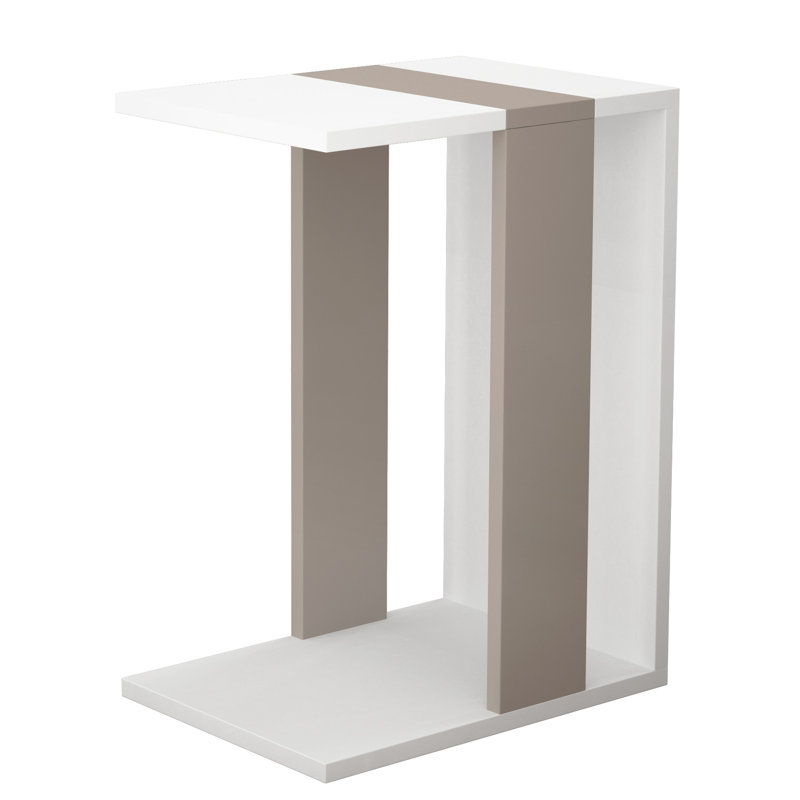Table de bout avec rangement Sadie, Blanc / moka clair