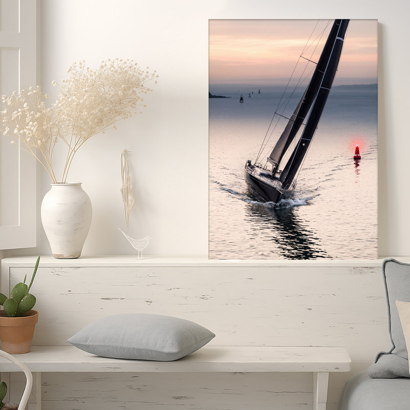 Art mural sur toile, voilier noir, H 24 po x l 16 po