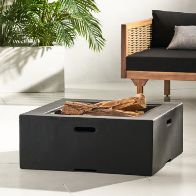 29" Square Fire Pit For Outdoor Relaxation - Dark Gray, Wood Burning, 28.83 In. Depth & Width, 17.41 Height, 54.29 Lb Weight Burner Burning Heat,