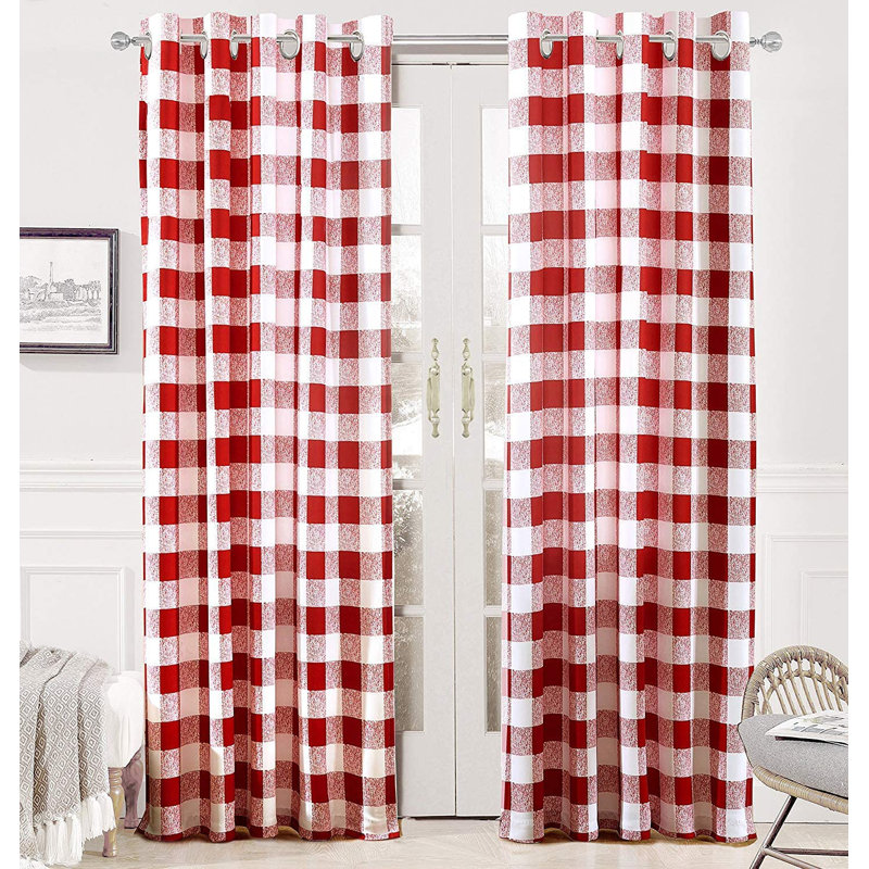 Rideaux à carreaux 2 panneaux Burtonsville Buffalo Plaid, Jaune, L 52 po x L 84 po