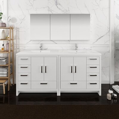 Fresca 72"" Free-Standing Double Sink Bathroom Vanity Set with Medicine Cabinet -  FVN9472WH