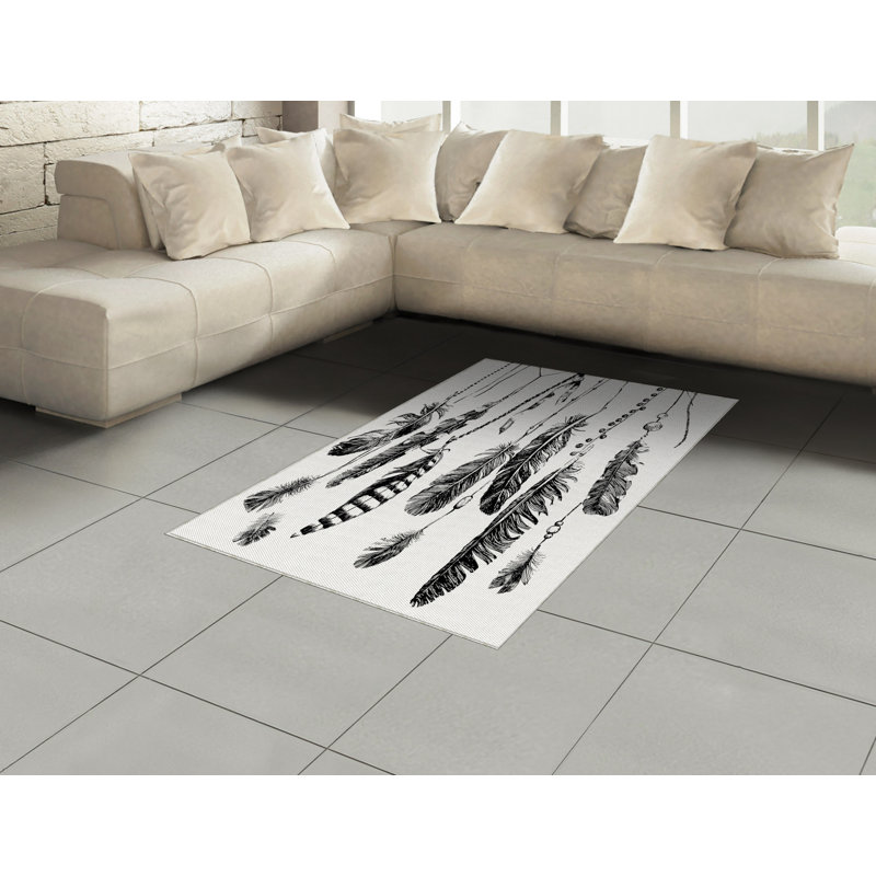 Tapis zone grise ethnique, Rectangle— 4 pi x 5 pi 8 po