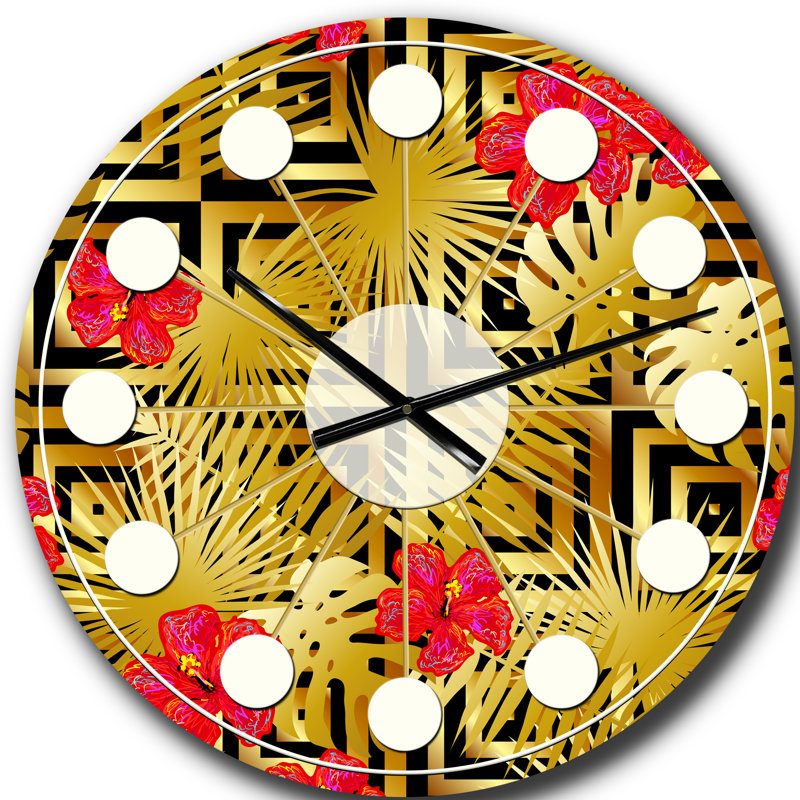 Horloge murale de style tropical tropical de luxe III - Mid-Century moderne, Grand
