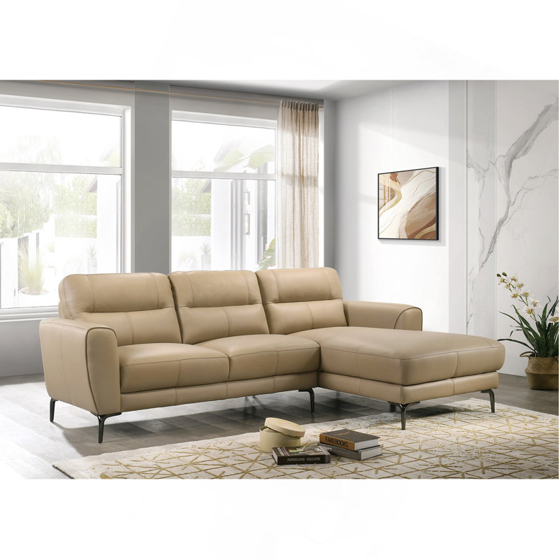 Ensemble de canapé modulaire en cuir taupe 2 pièces, Cuir taupe