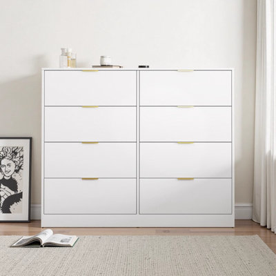 8 Drawers White Dresser for Bedroom - Modern Wood Chest of Drawers, Tall Dresser Organizer for Living Room, Closet, Hallway by Latitude Run