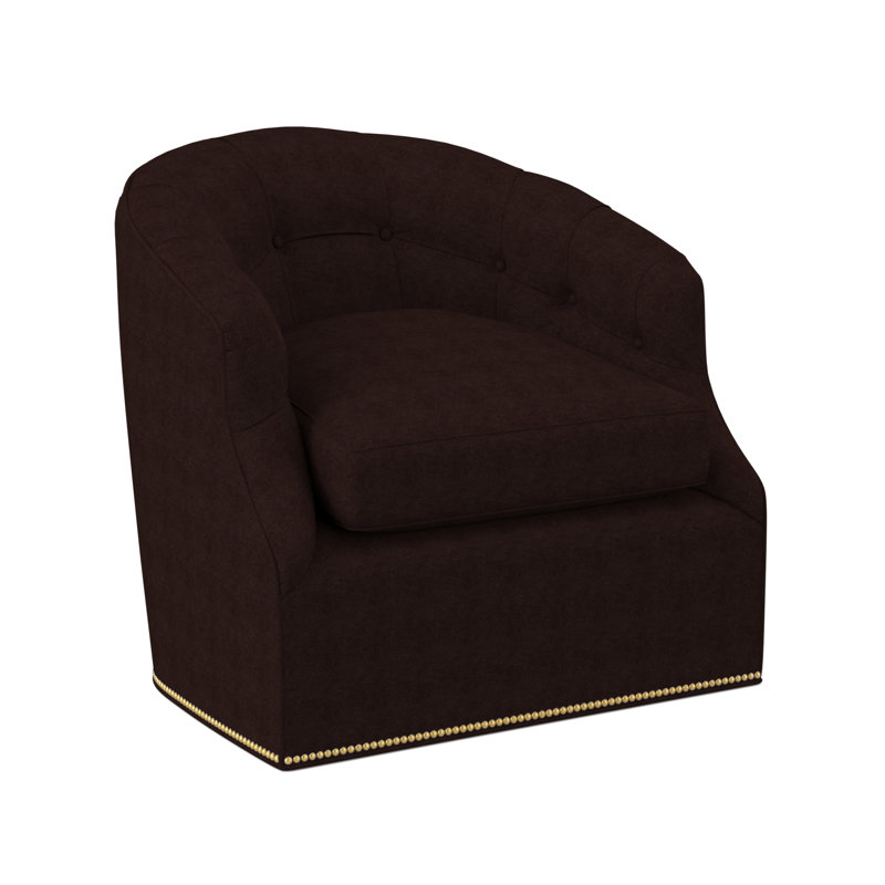 Chaise pivotante Calvert, Mélange de polyester acajou Margaret, Laiton poli - petite