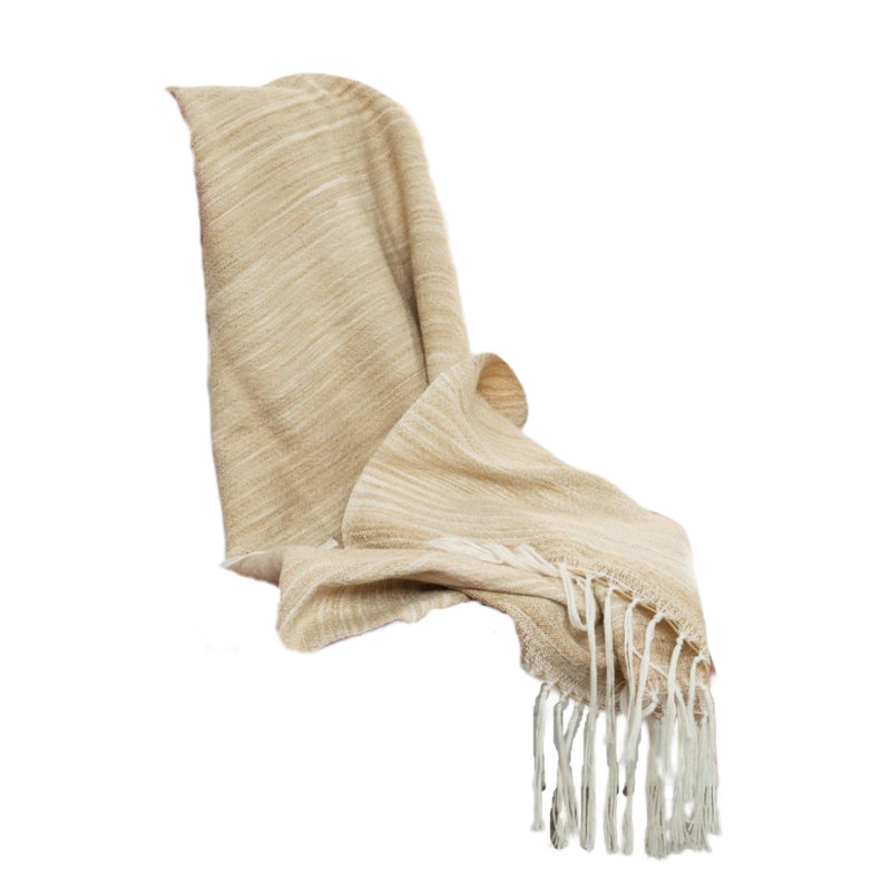 Jeté tissé beige 100% polyester