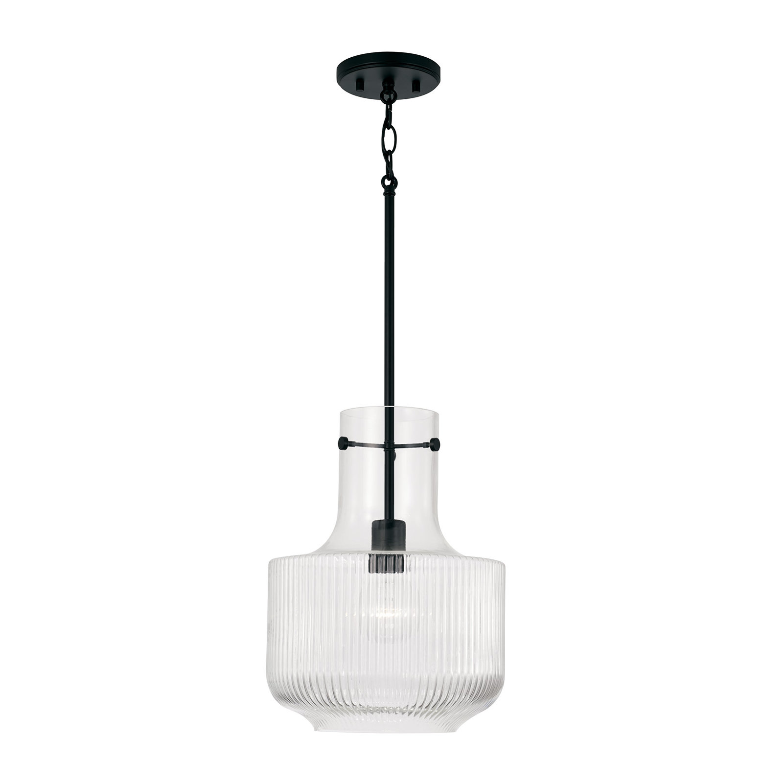 Altera Single Light Glass Dimmable Pendant, Matte Black