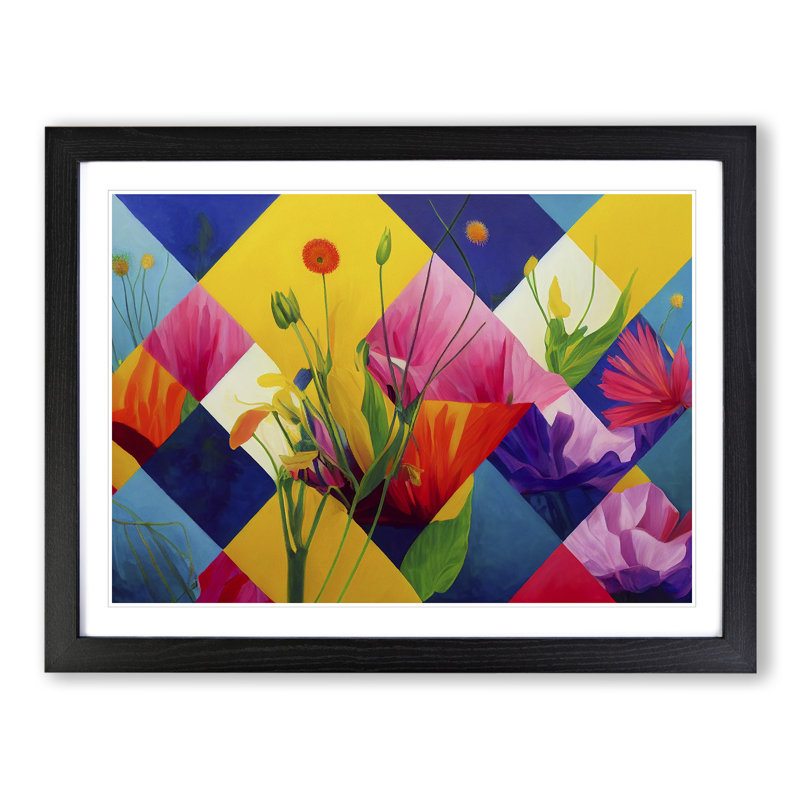 Abstract Wildflowers - Framed Print, Black, 46cm H x 64cm W x 2cm D