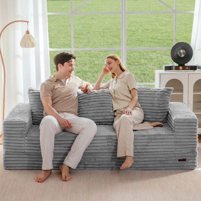 Boneless 4 In 1 Convertible Boneless Couch, Gray, 21" H x 80" W x 37.8" D 