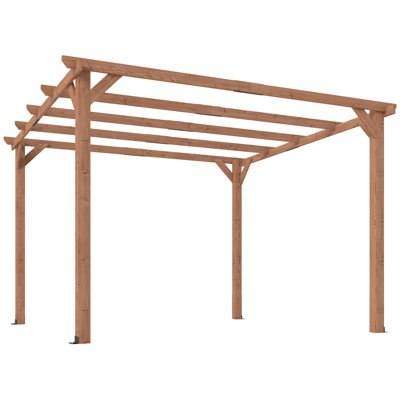 Backyard Garden Pergola, 3x3m Wooden Pergola Kit, Garden Pergola Gazebo Grape Trellis with Triangle Supports