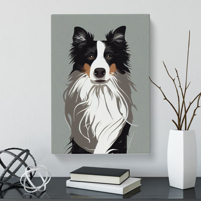 Border Collie Minimalism - Wrapped Canvas