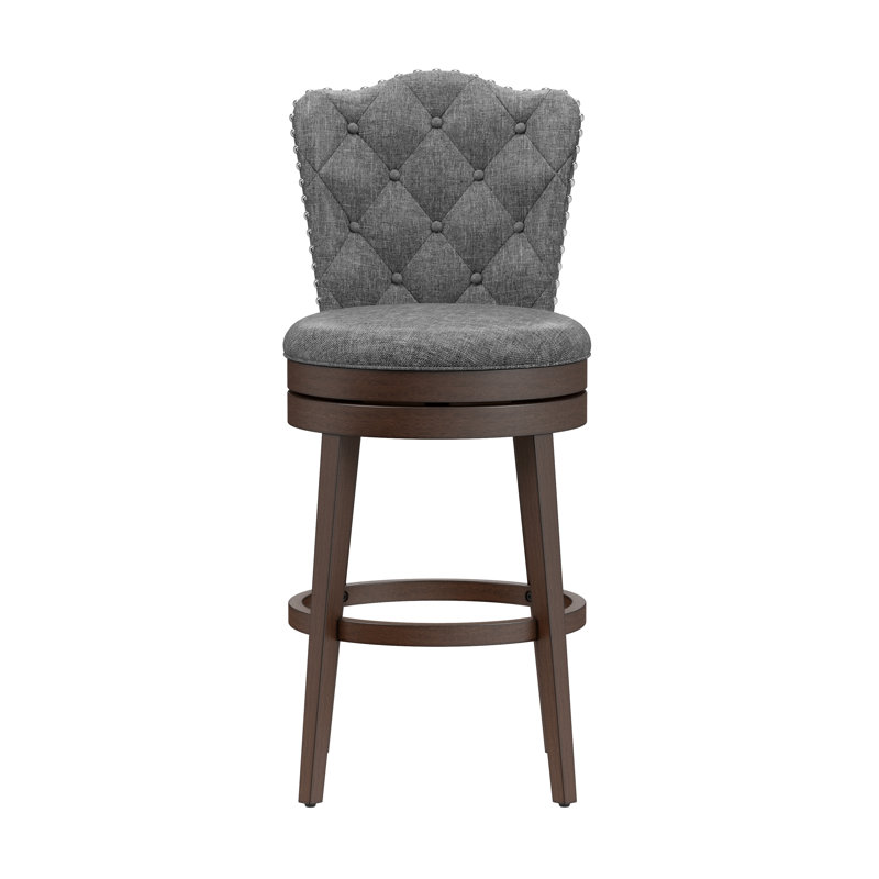 Marthasville Swivel Upholstered Counter Stool, Bar Stool (30.5" Seat Height), Smoke Gray