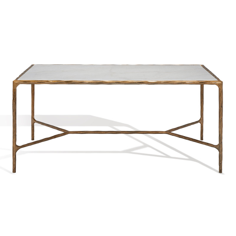 Evelynn Coffee Table, White Marble, Brass
