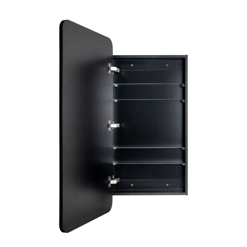 Garnes Recessed or Surface Mount Framed Medicine Cabinet with Adjustable Shelves, Black, 40" H x 20" W x 4.84" D