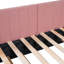 Lit de jour rembourré en tissu de lin avec lit gigogne simple, sans sommier, rose, lit à ressorts-1258944069