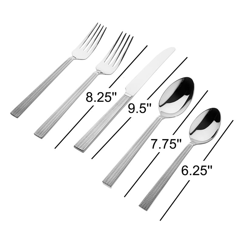 Ensemble de couverts en acier inoxydable 18/10 Herringbone, Argent