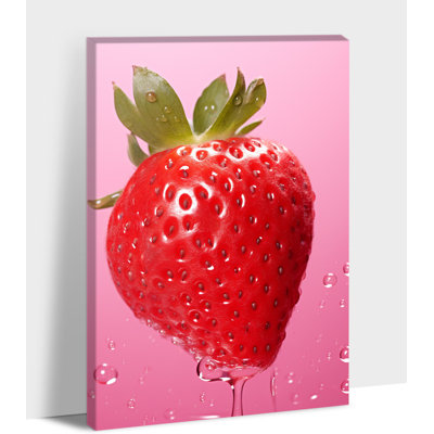 Strawberry, art mural sur toile, nourriture, cuisine, impressions sur toile, art de cuisine coloré, photo de fraise, décoration murale pour la salle à manger de cuisine, 20 po x 30 po