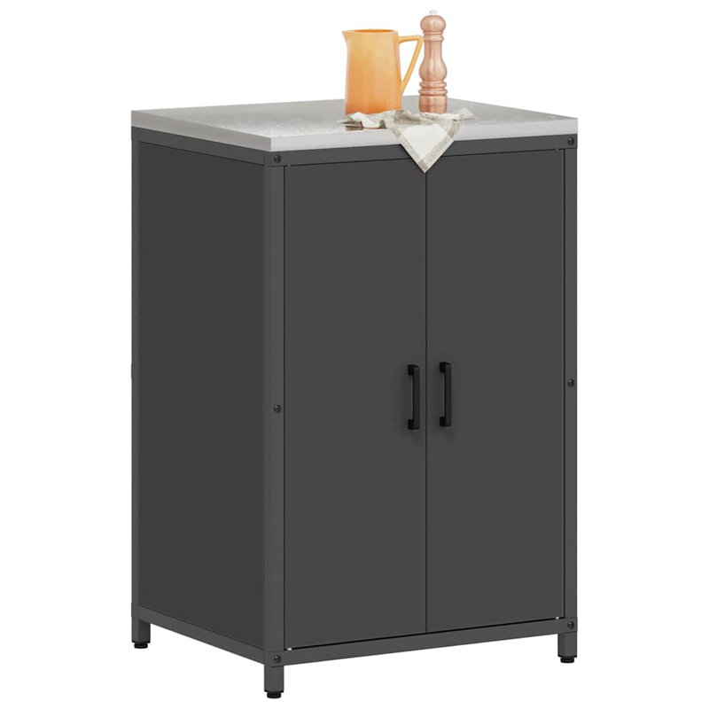 Storage Kitchen Cabinet Set, 92cm H x 60cm W x 50cm D, Black