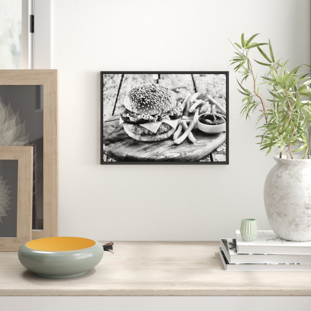 Gerahmtes Wandbild Chickenburger Pommes