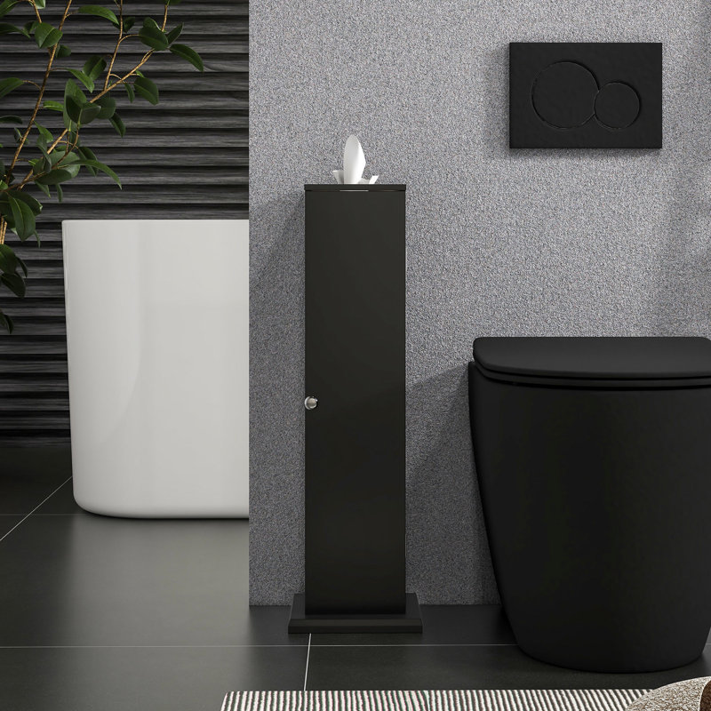 Armoire à papier hygiénique, petite commode de salle de bain noire avec portes, tablettes de rangement, chariot Modern Country Wonder, portes et tablettes de support, Resplendence