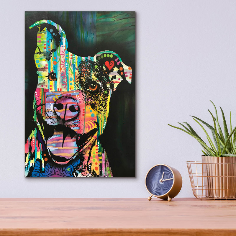 «Exhuberant Pit Bull» par Dean Russo, H 16 po x l 12 po x P 0,13 po
