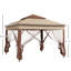Abri escamotable 11 'X. Pavillon de jardin extérieur avec filet amovible. Tente instantanée pour le plaisir du patio. Kaki. Fabrication stable en métal double. Passez un bon moment à l'extérieur.